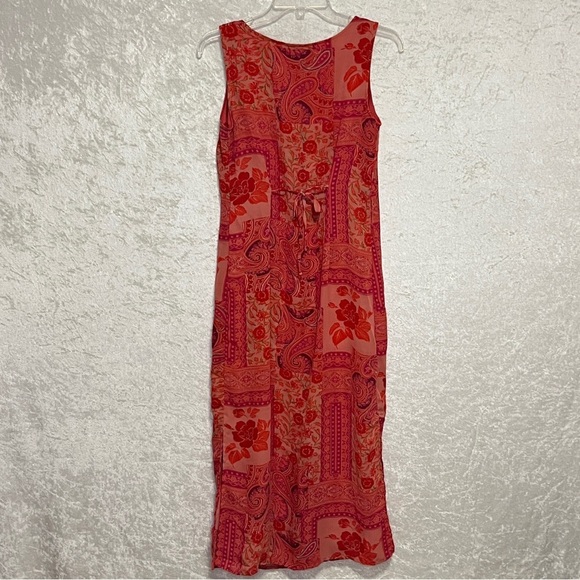 MICHAEL K & COMPANY Vintage Maxi Dress Womens S‎ Pencil Lined Tie Backs Pinks - Picture 3 of 11